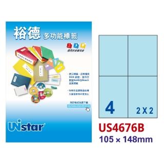 【Unistar 裕德】多功能電腦彩色標籤US4676-4格/15入 粉藍