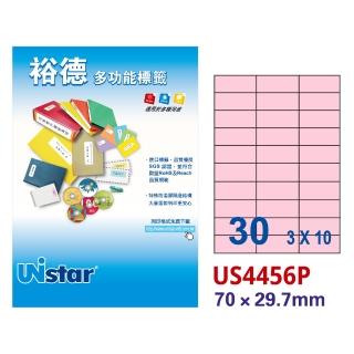 【Unistar 裕德】多功能電腦彩色標籤US4456-30格/15入 粉紅