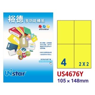 【Unistar 裕德】多功能電腦彩色標籤US4676-4格/15入 粉黃