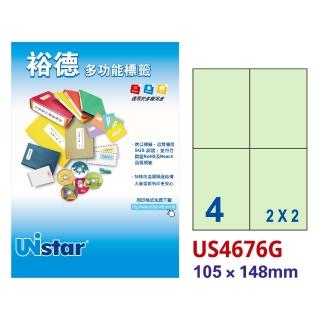 【Unistar 裕德】多功能電腦彩色標籤US4676-4格/15入 粉綠