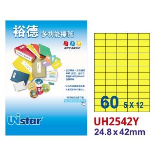 【Unistar 裕德】多功能電腦彩色標籤UH2542-60格/15入 粉黃