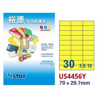 【Unistar 裕德】多功能電腦彩色標籤US4456-30格/15入 粉黃