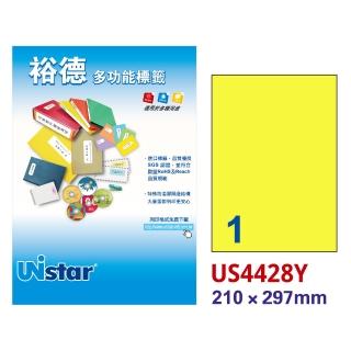 【Unistar 裕德】多功能電腦彩色標籤US4428-1格/15入 粉黃