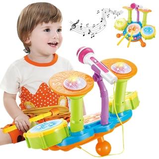 【JoyNa】兒童音樂鼓 電動燈光玩具爵士鼓 寶寶早教益智架子鼓