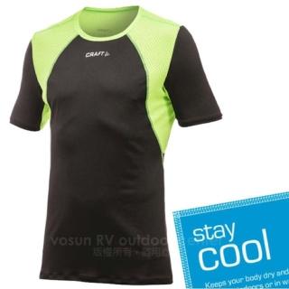 【CRAFT】COOL 男款 短袖圓領排汗衣.自行車衣.T恤(1901381-9810 黑/綠)