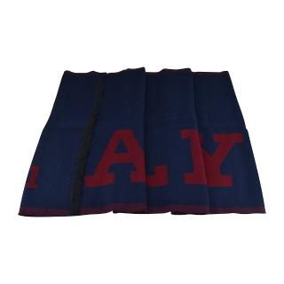 【BALLY】BALLY 1851紅藍字LOGO大小寫字母印花設計羊毛混紡圍巾(海軍藍x紅)