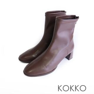 【KOKKO 集團】激瘦美腿素面彈力貼腿短靴(深咖色)