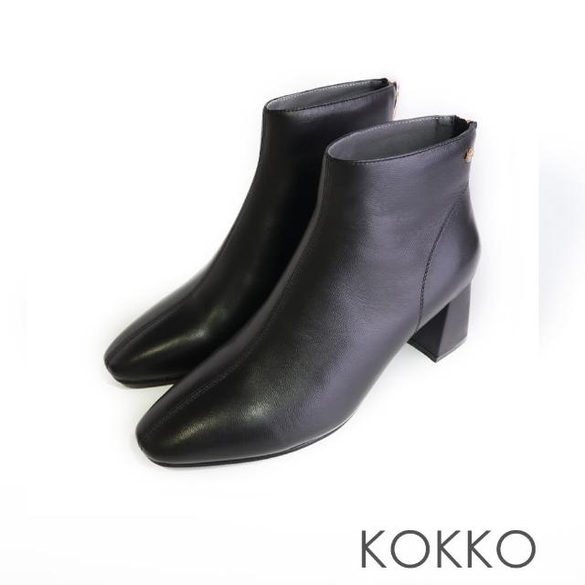 【KOKKO 集團】精緻百搭柔軟牛皮短靴(黑色)