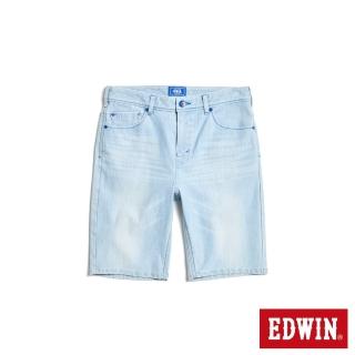 【EDWIN】男裝 EDGE JERSEYS 迦績合身牛仔短褲(漂淺藍)