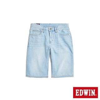 【EDWIN】男裝 紅標 基本五袋牛仔短褲(漂淺藍)