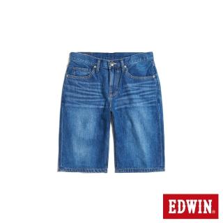 【EDWIN】男裝 加大碼 紅標 基本五袋牛仔短褲(中古藍)
