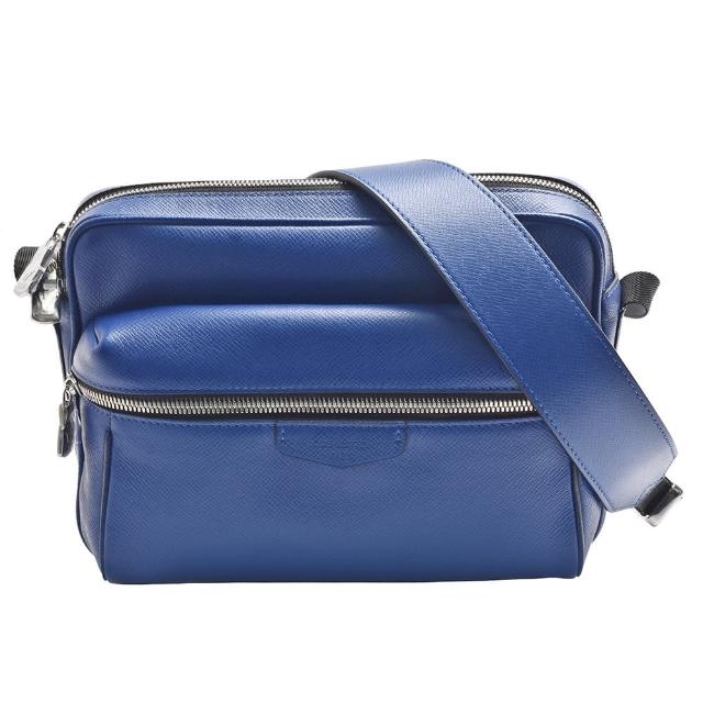 【Louis Vuitton 路易威登】M33437經典Outdoor Taiga皮革斜背郵差包(藍色)