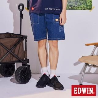 【EDWIN】男裝 橘標 大LOGO工裝丹寧短褲(石洗綠)