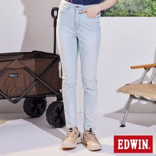 【EDWIN】女裝 修身顯瘦窄管直筒牛仔褲(重漂藍)