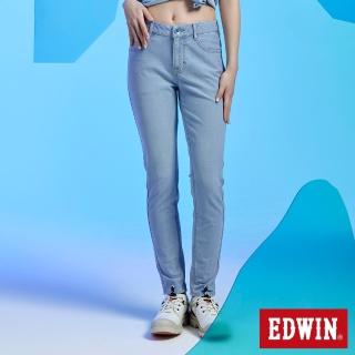 【EDWIN】女裝 JERSEYS 迦績 冰河玉永久涼感窄管直筒牛仔褲(漂淺藍)