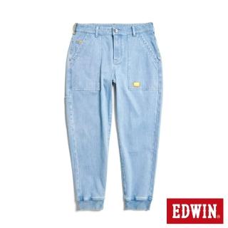 【EDWIN】男裝 橘標 丹寧工裝束口褲(漂淺藍)