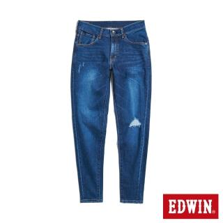 【EDWIN】男裝 紅標 破壞窄管錐形牛仔褲(石洗綠)