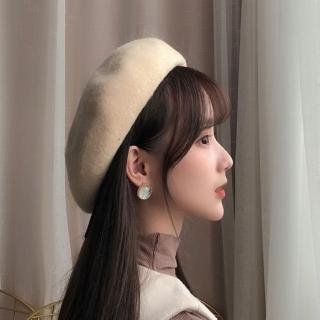 【D.studio】韓版英倫復古風素面短毛畫家帽(貝雷帽 南瓜帽 針織帽 棒球帽 帽子 貝蕾帽)