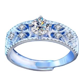 【MoonDy】女生禮物 銀戒指 寶石戒指 情侶禮物 莫桑鑽戒指 鏤空戒指 歐美戒指 開口戒指 可調式戒指