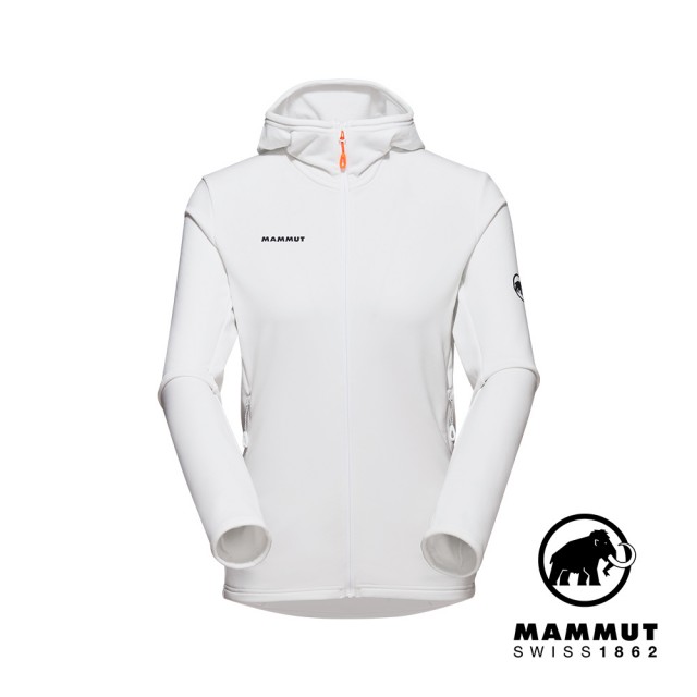 【Mammut 長毛象】Aconcagua Light ML Hooded Jacket W 輕量刷毛連帽外套 白色 女款 #1014-04410