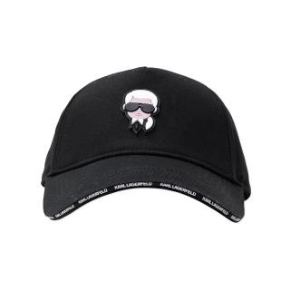【KARL LAGERFELD 卡爾】老佛爺 經典膠印Logo鴨舌帽-黑色(平輸品)