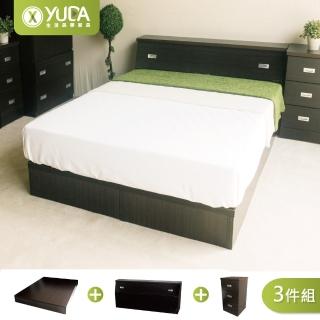 【YUDA 生活美學】房間組3件組 加大6尺 收納床頭箱+床底+床頭櫃 床底組/床架組