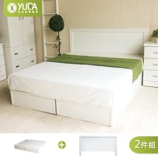 【YUDA 生活美學】純白色 房間組2件組 雙大6尺 床頭片+加厚六分床底 床架組/床底組