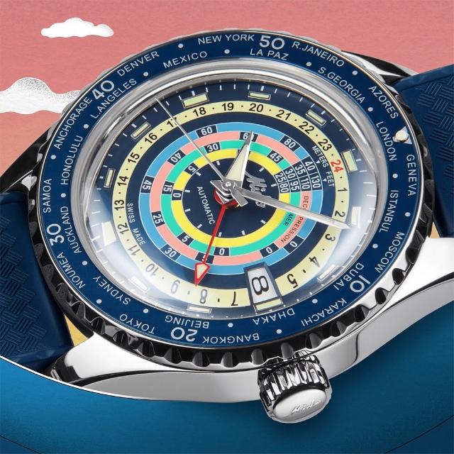 【MIDO 美度】Ocean Star 海洋之星 彩虹圈雙時區潛水機械錶-40.5mm(M0268291704100)