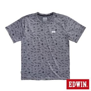【EDWIN】男裝 涼感系列 滿版LOGO圓領短袖T恤(暗灰色)