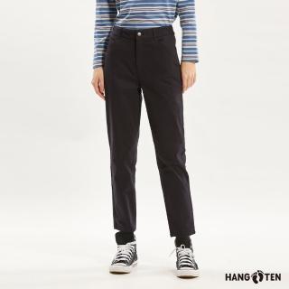 【Hang Ten】女裝-STRAIGHT FIT磨毛後腰鬆緊直筒長褲(深藍)