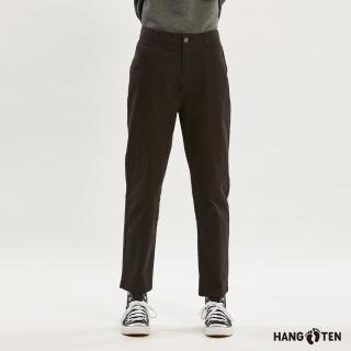 【Hang Ten】女裝-STRAIGHT FIT磨毛後腰鬆緊直筒長褲(黑)