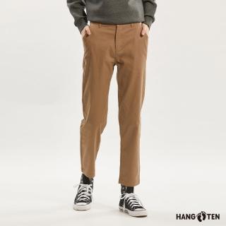 【Hang Ten】女裝-TAPERED FIT磨毛開釦鬆緊錐形長褲(棕)