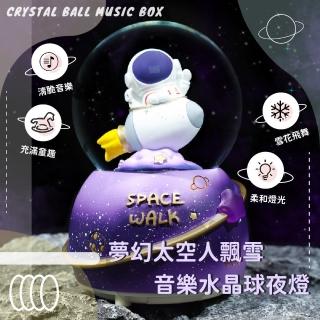 【居家擺飾】夢幻太空人公仔音樂盒水晶球(造型小夜燈 宇航員星空燈 裝飾 氛圍燈 兒童 聖誕禮物)