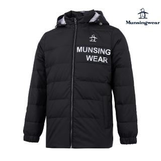 【Munsingwear】企鵝牌 男款黑色輕量極暖可拆式連帽羽絨外套 MGSL6607