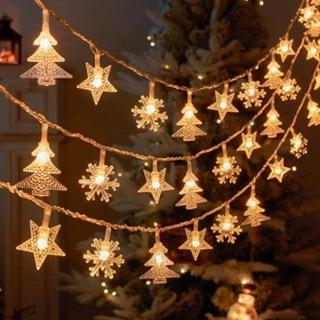 【北熊天空】雪花+聖誕樹+星星 燈串 1000cm 佈置燈串聖誕裝飾燈飾(聖誕燈 氣氛燈 串燈 聖誕節 聖誕佈置)