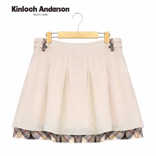 【Kinloch Anderson】氣質腰飾扣格紋拼接短裙 金安德森女裝(KA0575410 米白)