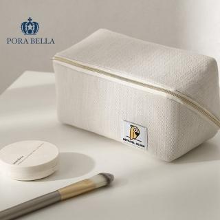 【Porabella】質感亞麻簡約風格大容量防水旅行收納袋 出國保養品化妝品收納袋