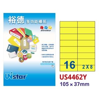【Unistar 裕德】多功能電腦彩色標籤US4462-16格/15入 粉黃