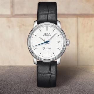 【MIDO 美度】官方授權 Baroncelli III Heritage 復刻機械錶-白x黑/32mm 女王節(M0272071601000)