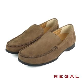【REGAL】經典素面麂皮低跟懶人休閒鞋 深棕色(JZ15-DBR)