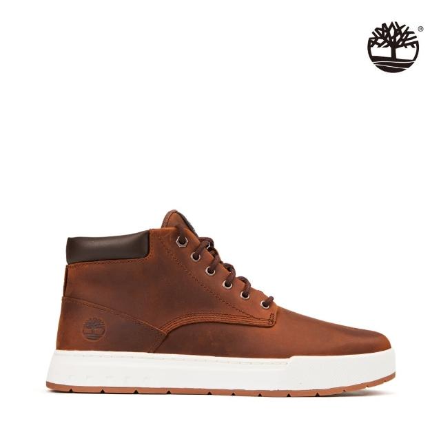 【Timberland】男款棕色全粒面皮革中筒休閒靴(A297Q358)