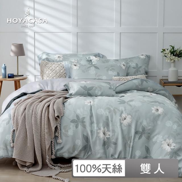 【HOYACASA  禾雅寢具】100%抗菌天絲兩用被床包組-織葉流年(雙人)