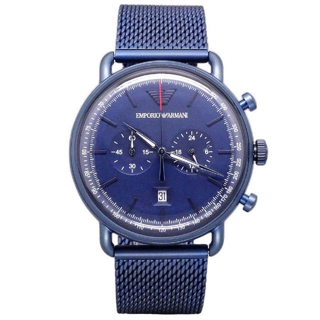 【EMPORIO ARMANI】ARMANI 米蘭時尚之神降臨優質品味腕錶-深藍-AR11289