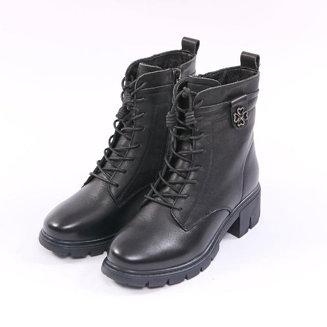 【ee9】率性俐落免綁帶方塊跟短靴-黑色-7636703910(短靴)