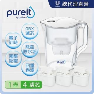 【Unilever 聯合利華】Pureit PX3070即淨濾水壺3.5L+濾芯3入組(共1壺4濾芯)