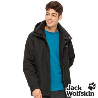 【Jack wolfskin 飛狼】男 經典款防風防潑水保暖外套 內刷毛衝鋒衣(黑)
