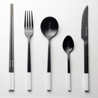 【樂邁家居】網美風 食品級304不鏽鋼餐具5件套組(電鍍工藝/質感家居/北歐風格)