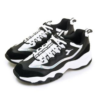 【DIADORA】女 迪亞多那 運動生活時尚厚底復古慢跑鞋 驅動潮流系列(黑白 33668)