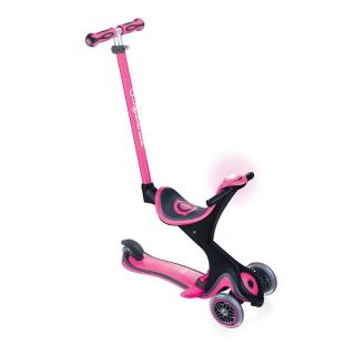 【ToysRUs 玩具反斗城】Globber高樂寶 兒童4合1舒適聲光版多功能滑板車(騎乘玩具 粉)