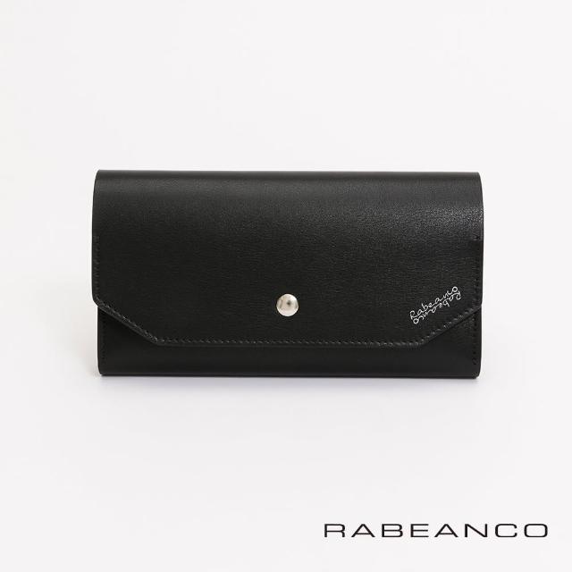 【RABEANCO】摩登時尚信封設計撞色長夾(黑)